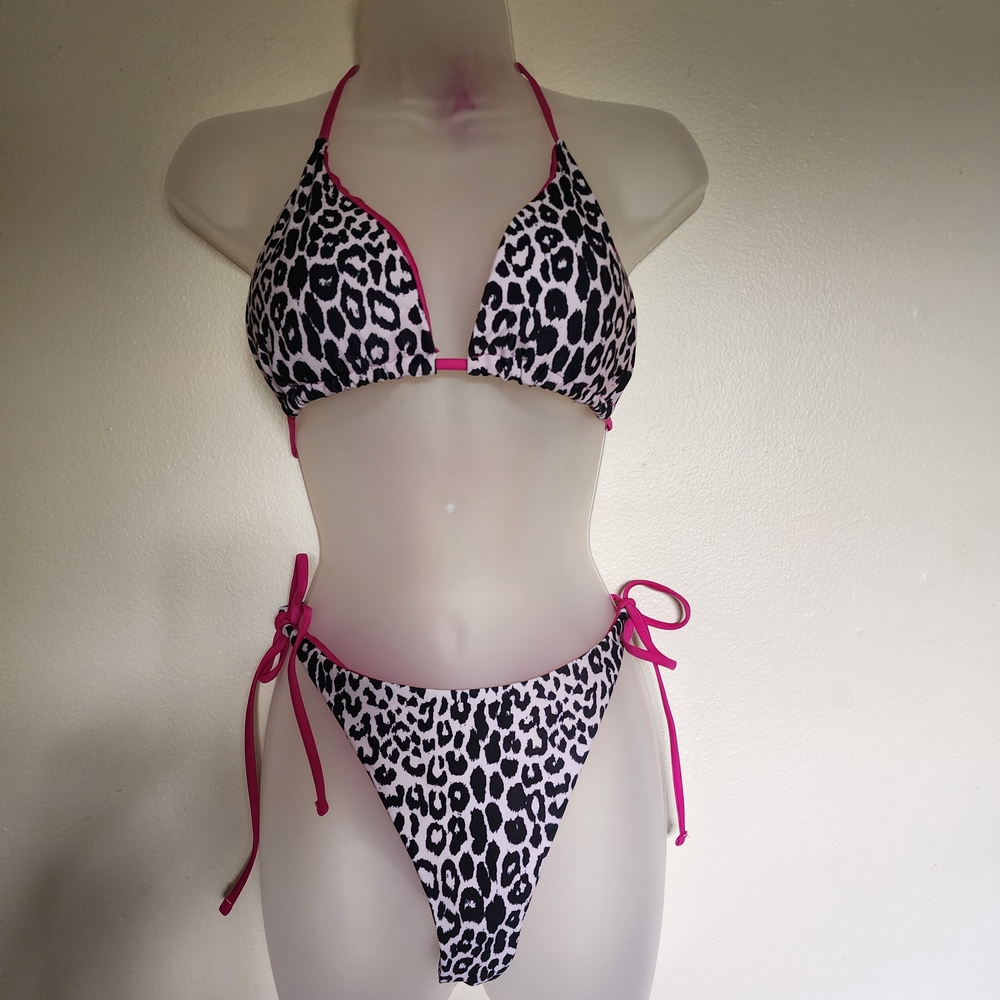 Pink and Black Leopard Bikini